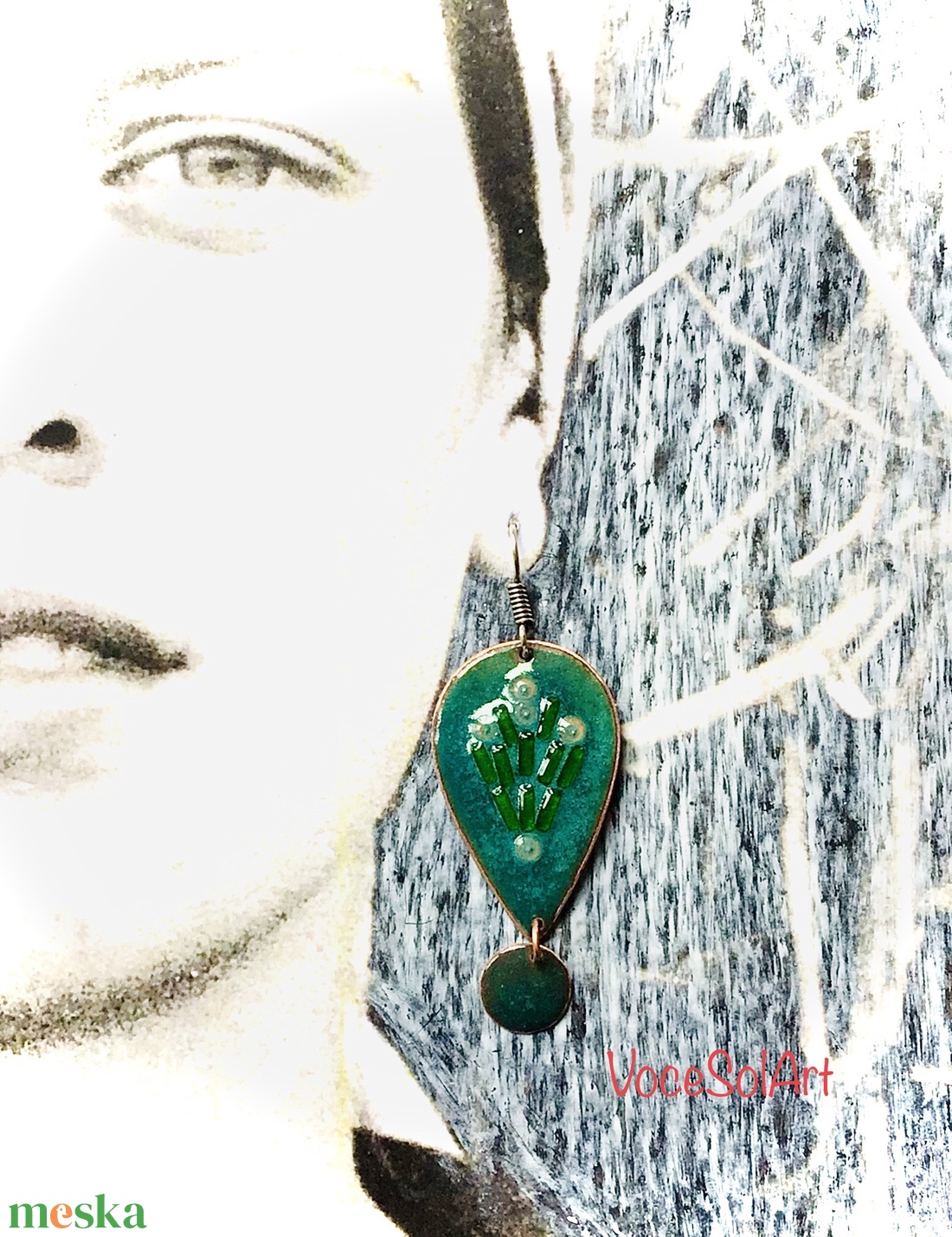 Gyöngyvirág  - Türkizzöld tűzzománc Fülbevaló - ékszer - fülbevaló - lógó csepp fülbevaló - Meska.hu