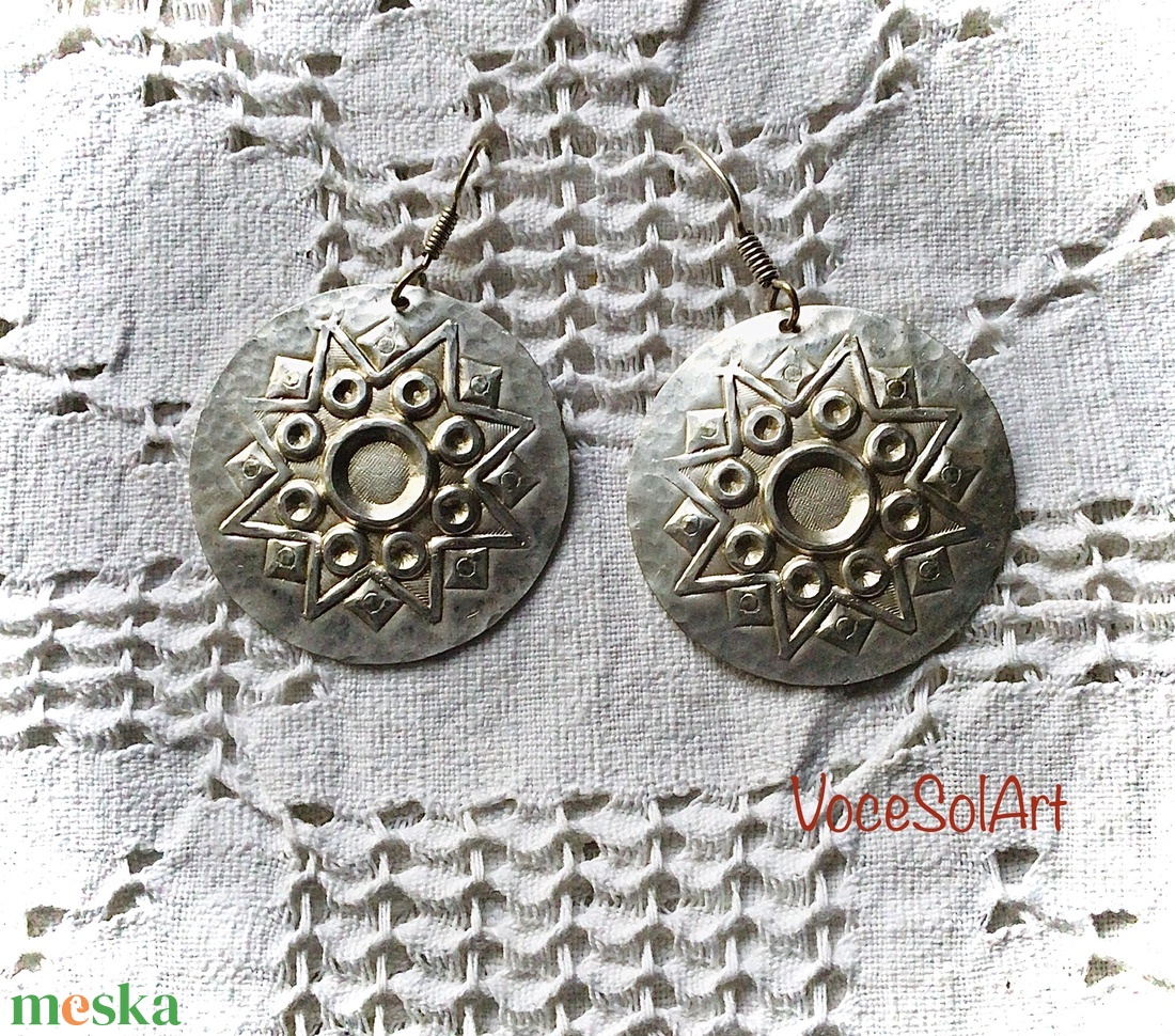 Csillag-Kerek Fülbevaló - ékszer - fülbevaló - lógós kerek fülbevaló - Meska.hu