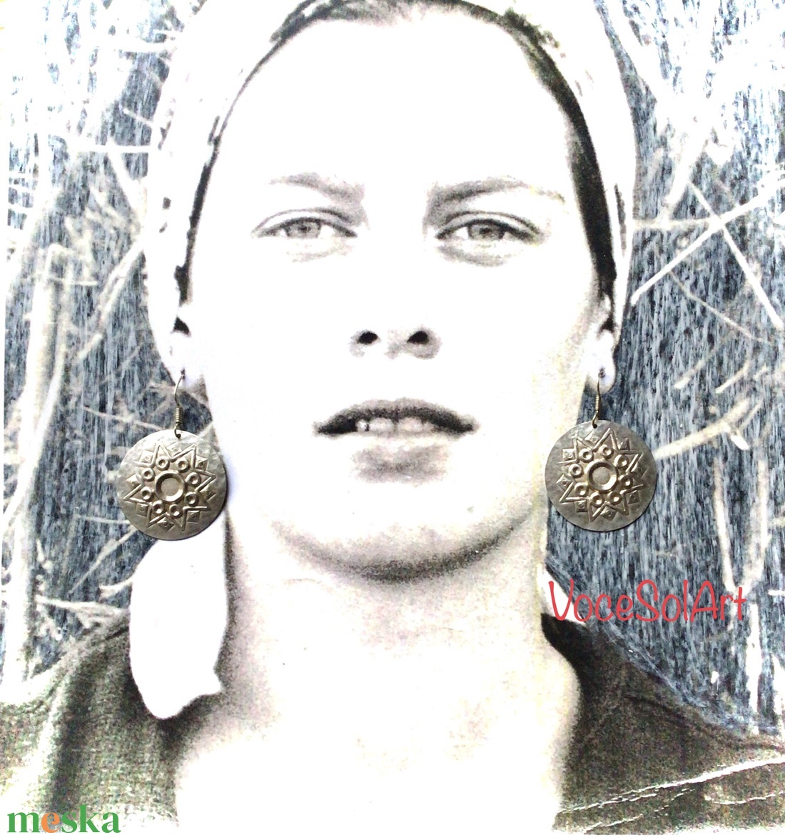 Csillag-Kerek Fülbevaló - ékszer - fülbevaló - lógós kerek fülbevaló - Meska.hu