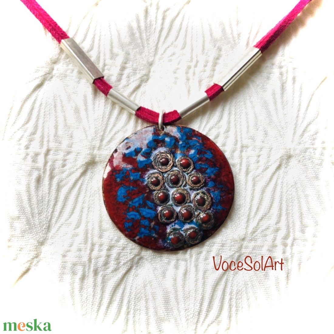 Bordógyöngyök-Tűzzománc medálos nyaklánc - ékszer - nyaklánc - medálos nyaklánc - Meska.hu
