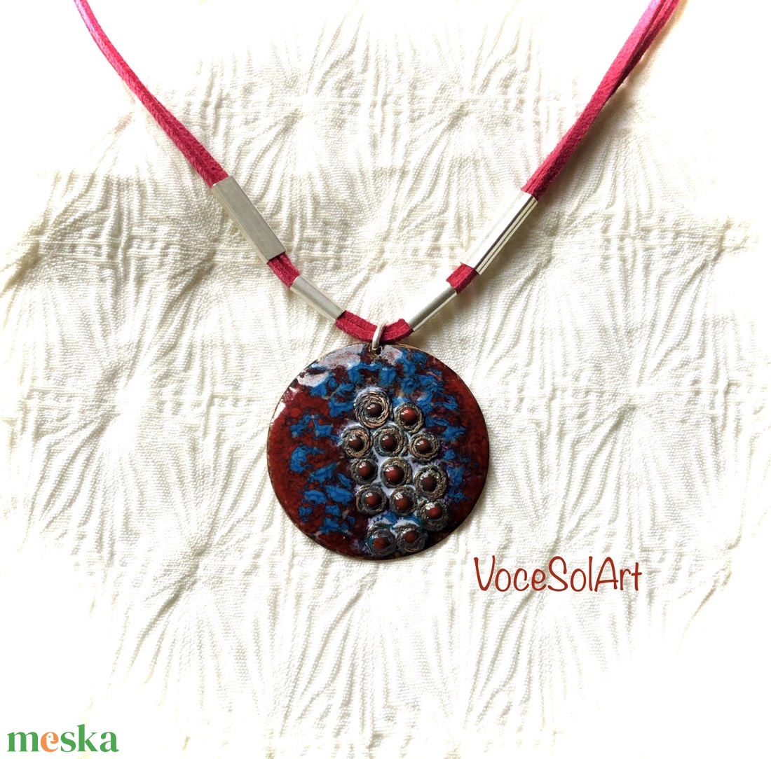 Bordógyöngyök-Tűzzománc medálos nyaklánc - ékszer - nyaklánc - medálos nyaklánc - Meska.hu