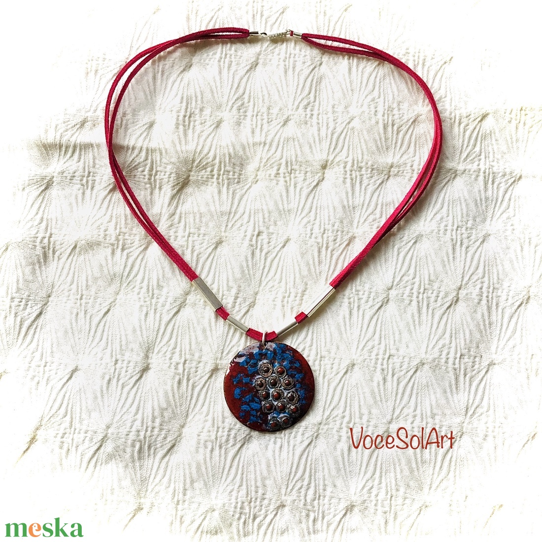 Bordógyöngyök-Tűzzománc medálos nyaklánc - ékszer - nyaklánc - medálos nyaklánc - Meska.hu