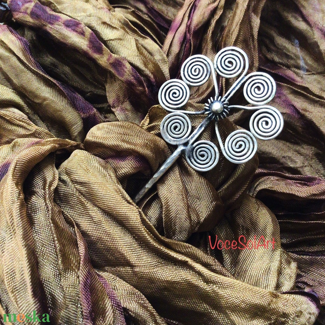 Napraforgó-ezüstözött réz Hajtű - esküvő - hajdísz - kontydísz & hajdísz - Meska.hu