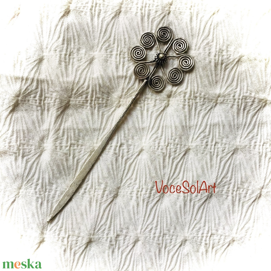 Napraforgó-ezüstözött réz Hajtű - esküvő - hajdísz - kontydísz & hajdísz - Meska.hu