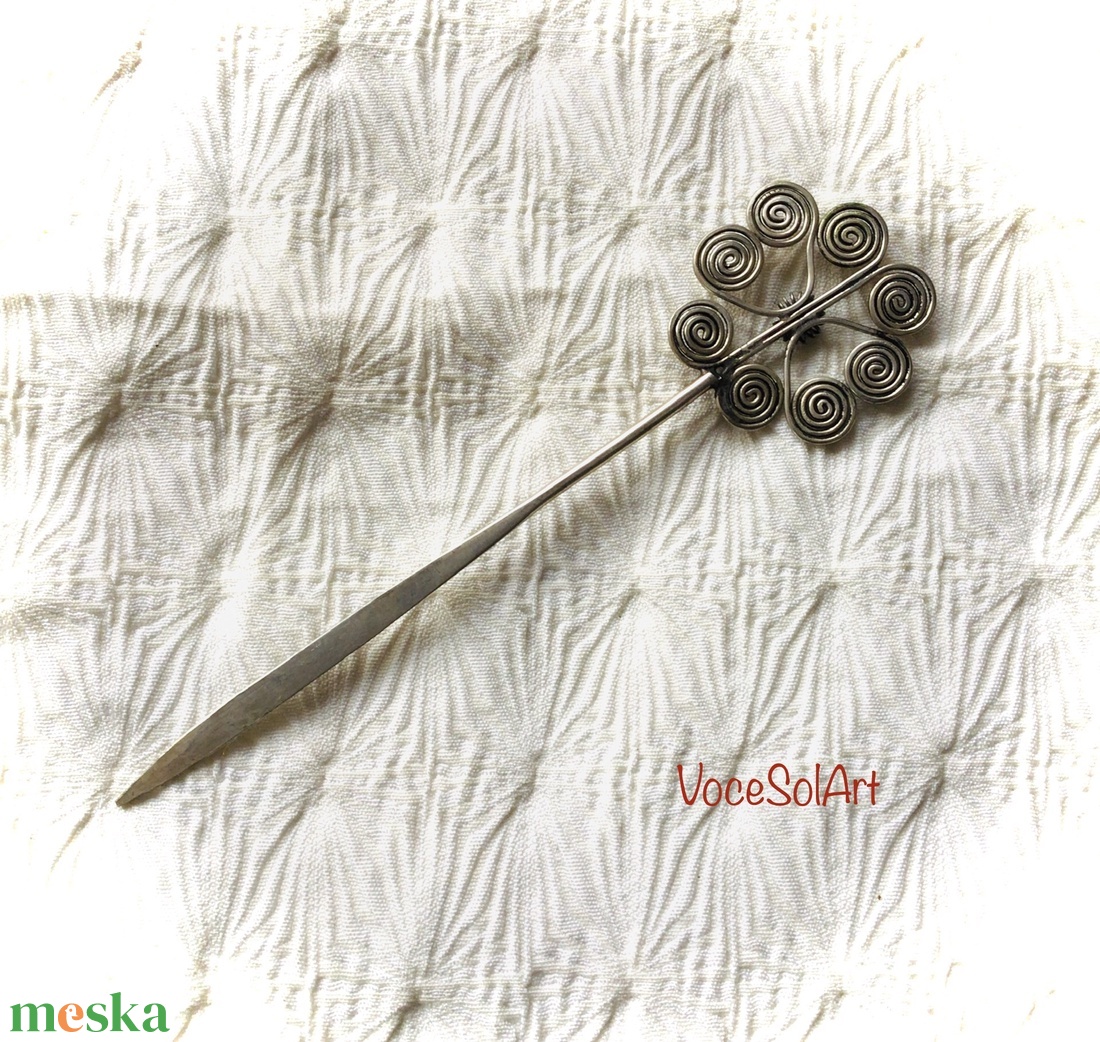 Napraforgó-ezüstözött réz Hajtű - esküvő - hajdísz - kontydísz & hajdísz - Meska.hu