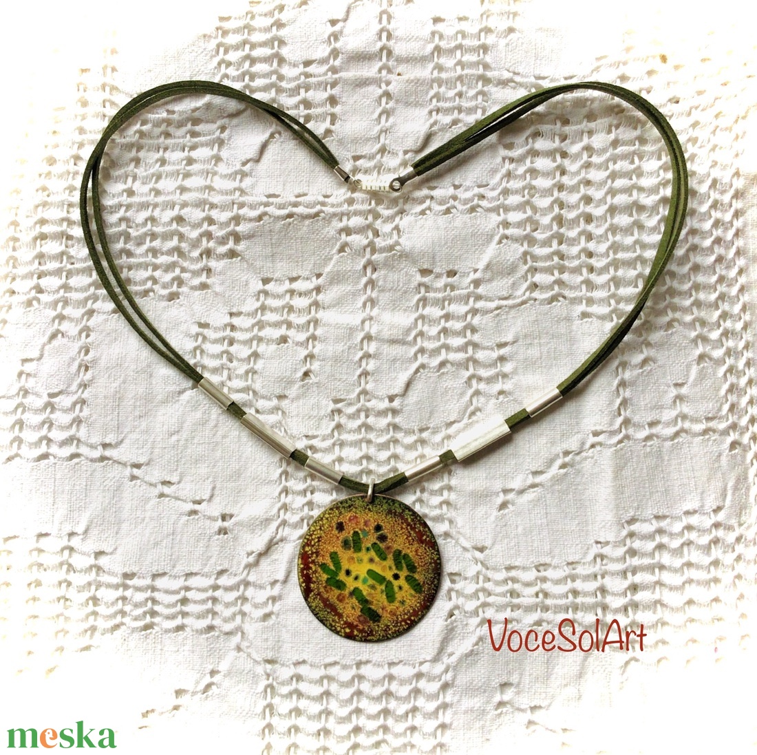 Virágoskert-Tűzzománc medálos nyaklánc - ékszer - nyaklánc - medálos nyaklánc - Meska.hu