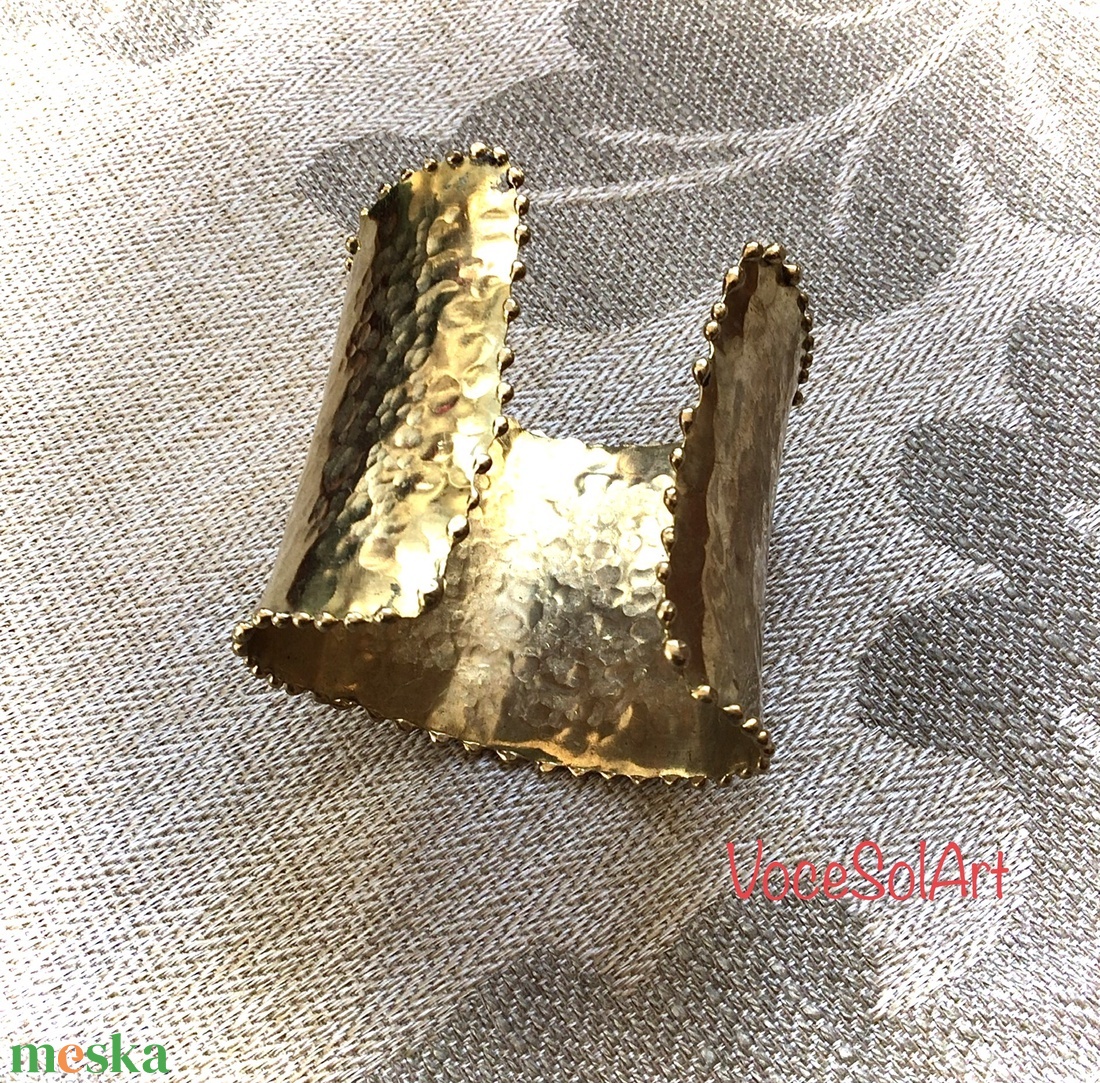 Rézgyöngy -sárgaréz karkötő - ékszer - karkötő - széles karkötő - Meska.hu