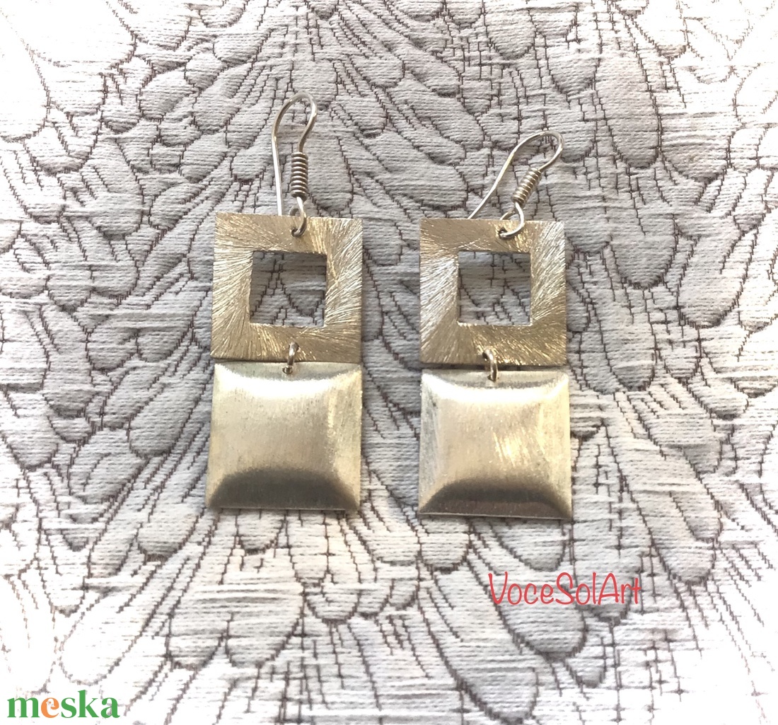 Nyitottság- Négyzet Fülbevaló - ékszer - fülbevaló - lógó fülbevaló - Meska.hu