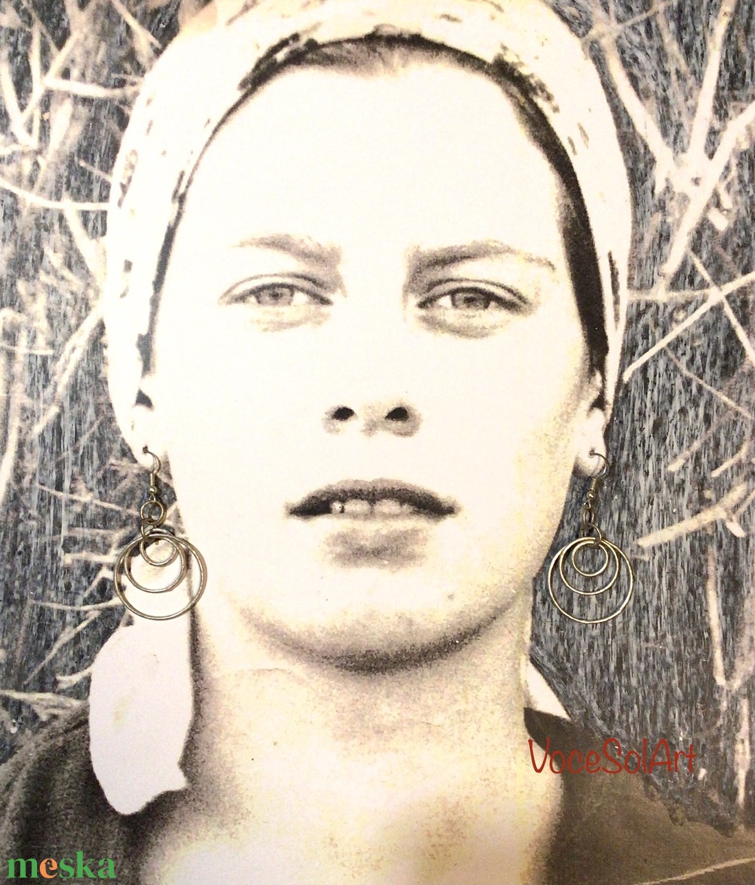 Körök -Ezüstözött Fülbevaló - ékszer - fülbevaló - lógós kerek fülbevaló - Meska.hu