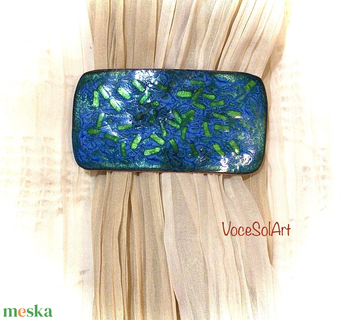 Türkizzöld tenger -tűzzománc Hajcsat - ruha & divat - hajdísz & hajcsat - hajcsat & hajtű - Meska.hu