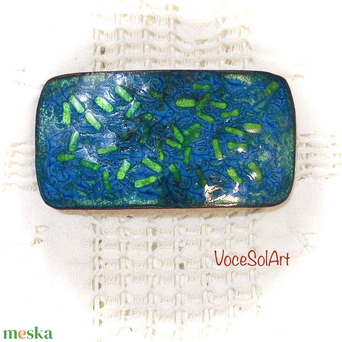 Türkizzöld tenger -tűzzománc Hajcsat - ruha & divat - hajdísz & hajcsat - hajcsat & hajtű - Meska.hu