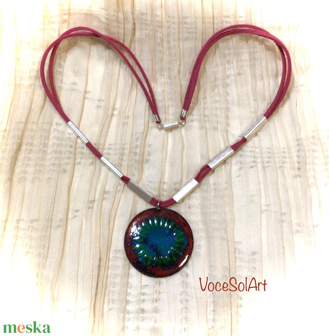 Korallsziget- Tűzzománc medálos nyaklánc - ékszer - nyaklánc - medálos nyaklánc - Meska.hu