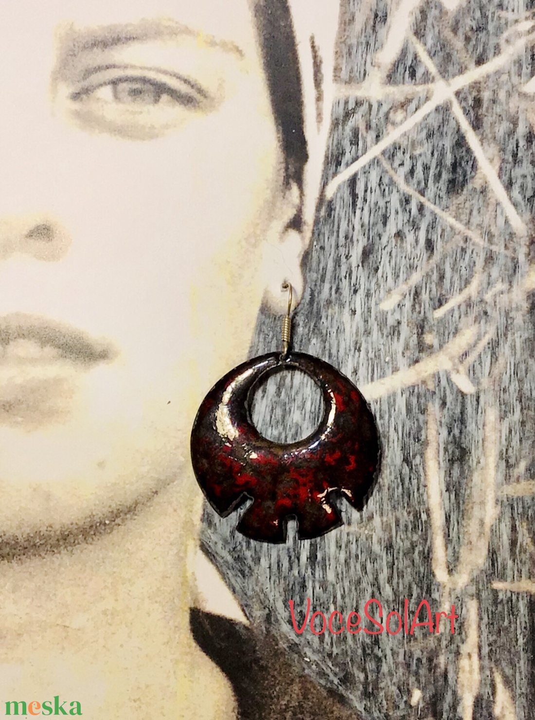 Napéj- kerek Tűzzománc Fülbevaló - ékszer - fülbevaló - lógós kerek fülbevaló - Meska.hu