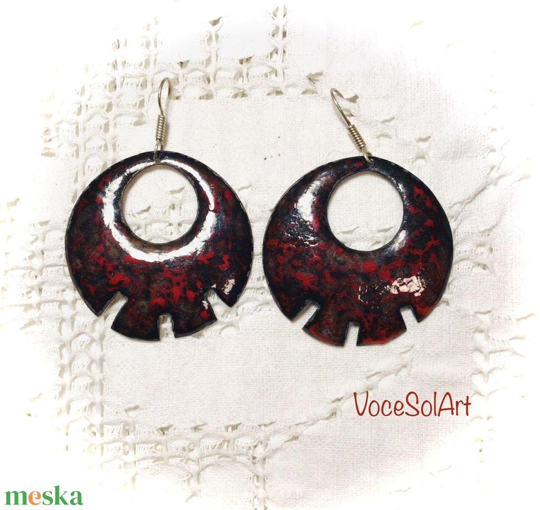 Napéj- kerek Tűzzománc Fülbevaló - ékszer - fülbevaló - lógós kerek fülbevaló - Meska.hu