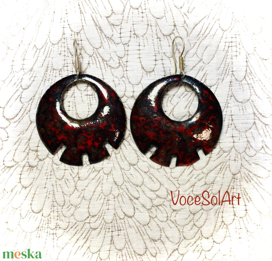 Napéj- kerek Tűzzománc Fülbevaló - ékszer - fülbevaló - lógós kerek fülbevaló - Meska.hu