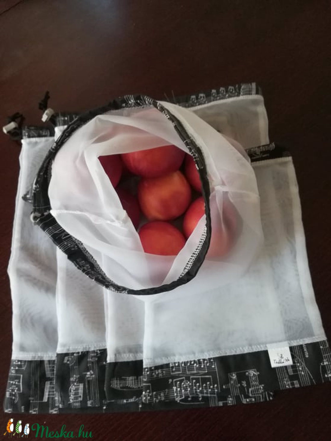 NoWaste 3+2 bevásárló zacskók, kottás - - Meska.hu NoWaste 3+2 bevásárló zacskók, kottás - - Meska.hu