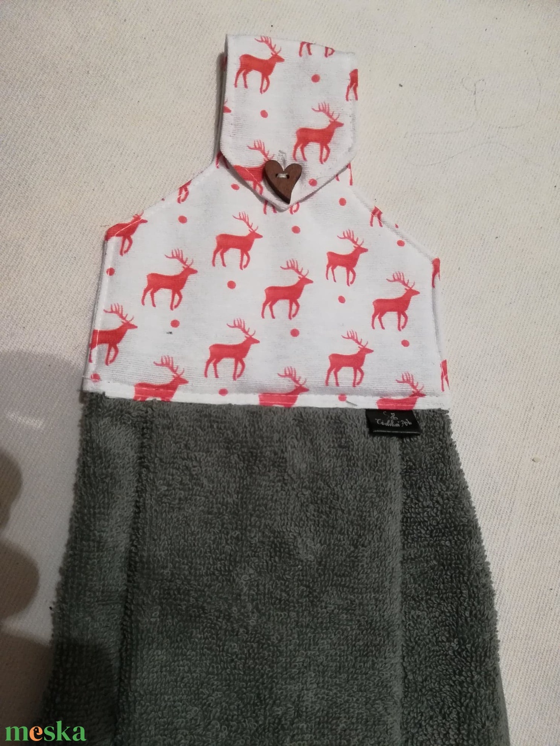 Piros rénszarvasok........ konyhai törlő - otthon & életmód - konyhafelszerelés, tálalás - konyhai textil - konyharuha & törlőkendő - Meska.hu