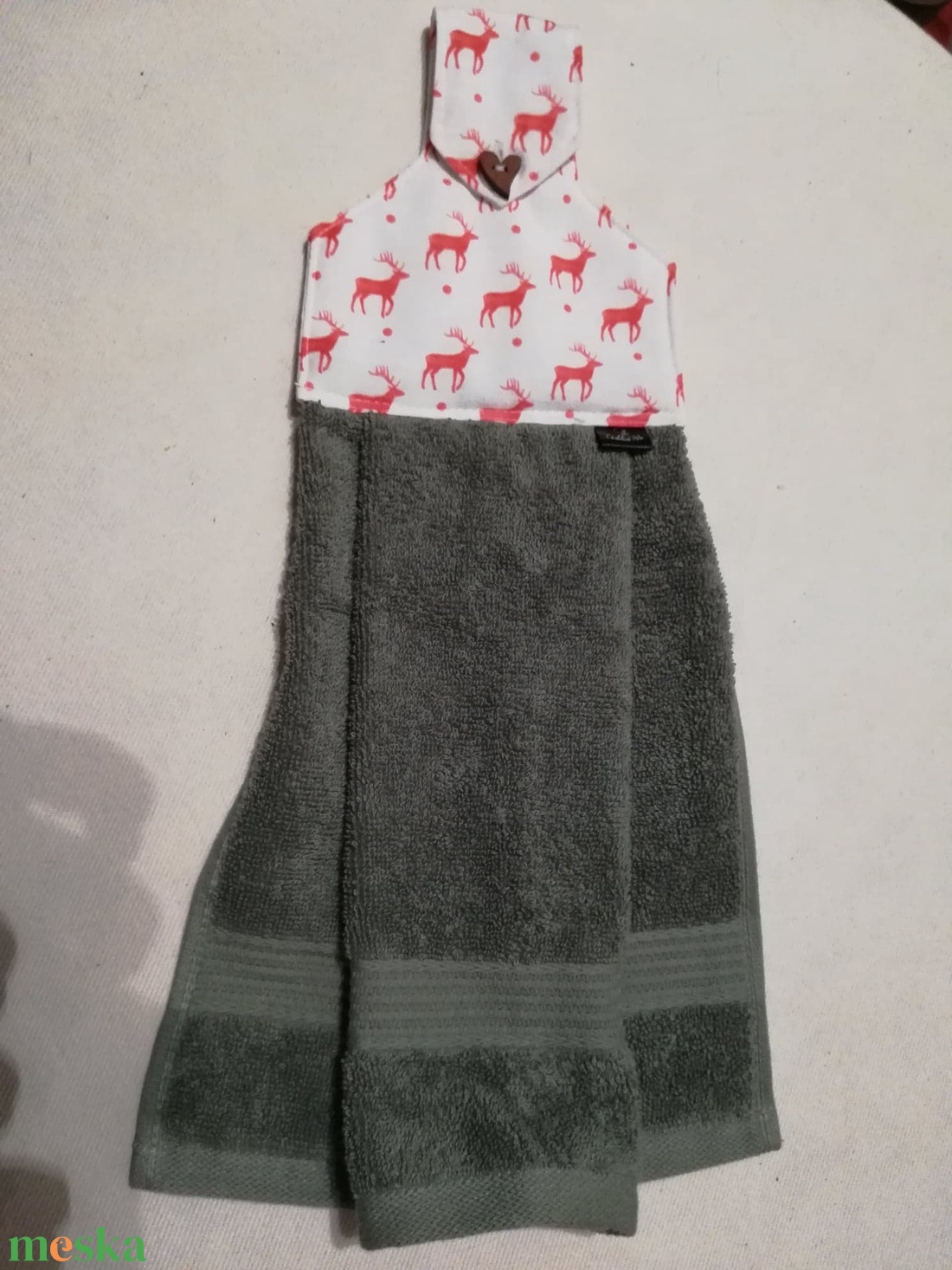 Piros rénszarvasok........ konyhai törlő - otthon & életmód - konyhafelszerelés, tálalás - konyhai textil - konyharuha & törlőkendő - Meska.hu