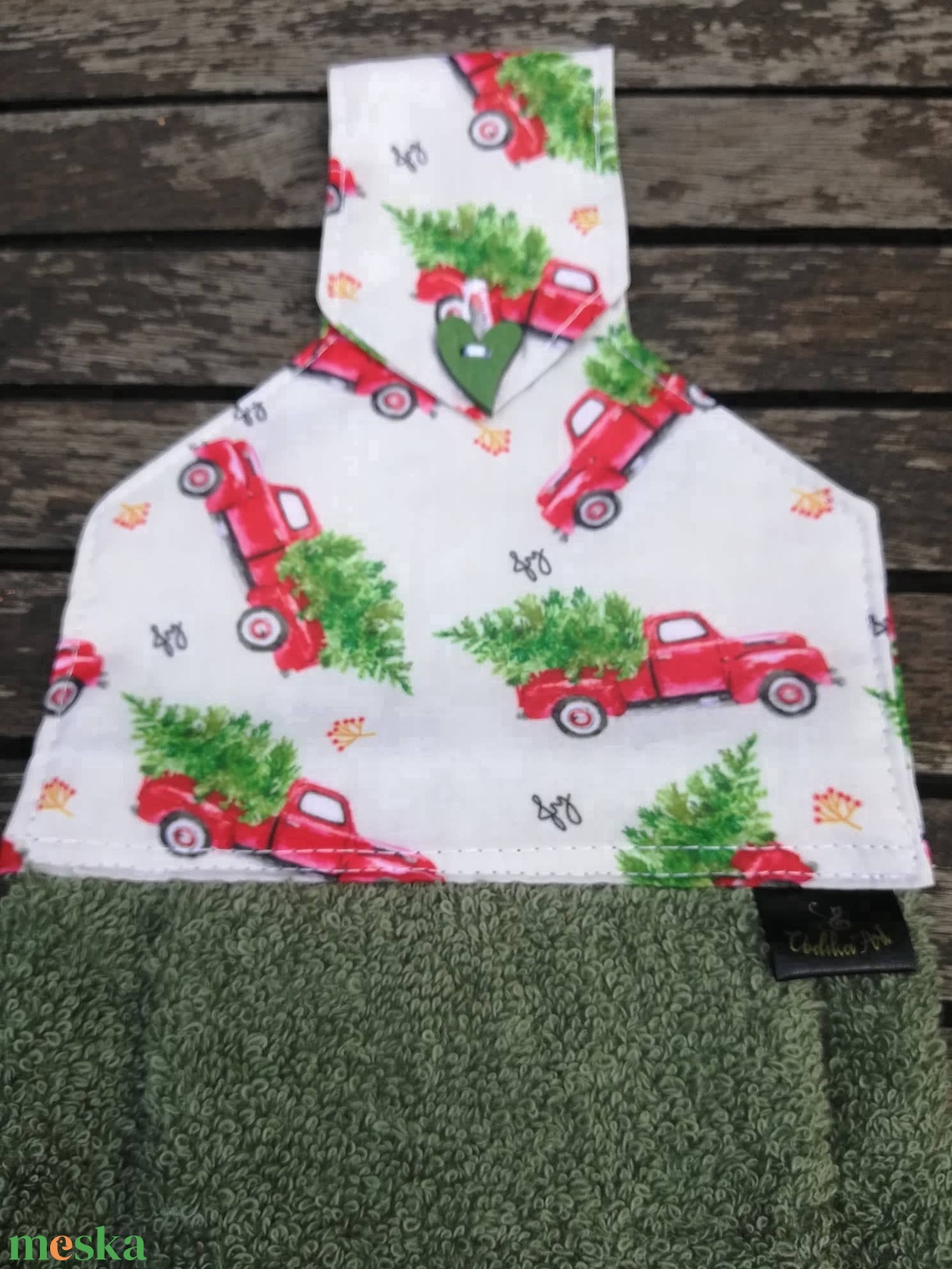 Karácsonyfás autó...... konyhai törlő - otthon & életmód - konyhafelszerelés, tálalás - konyhai textil - konyharuha & törlőkendő - Meska.hu