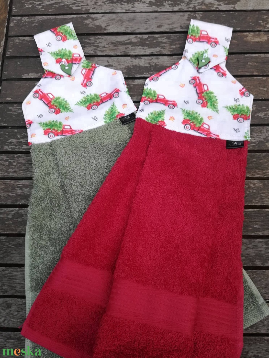 Karácsonyfás autó...... konyhai törlő - otthon & életmód - konyhafelszerelés, tálalás - konyhai textil - konyharuha & törlőkendő - Meska.hu