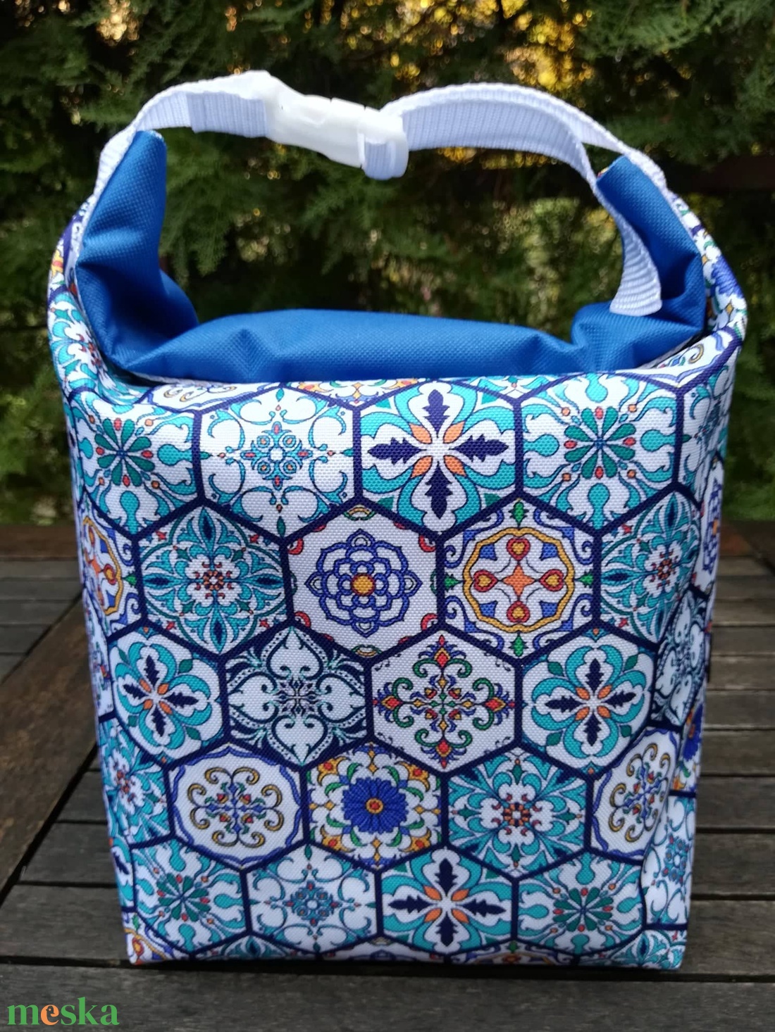 Uzsonnás táska, marokkói csempe mintás, újra kapható - táska & tok - uzsonna- & ebéd tartó - ebéd tasak, doboz - Meska.hu