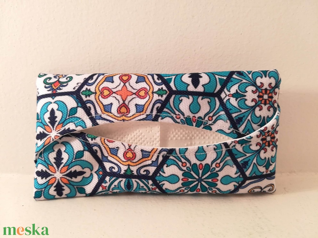 Papírzsepi tartó, marokkói csempe mintás - táska & tok - pénztárca & más tok - zsebkendőtartó tok - Meska.hu