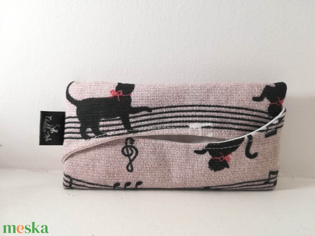 Papírzsepi tartó cicás és kottás - táska & tok - pénztárca & más tok - zsebkendőtartó tok - Meska.hu
