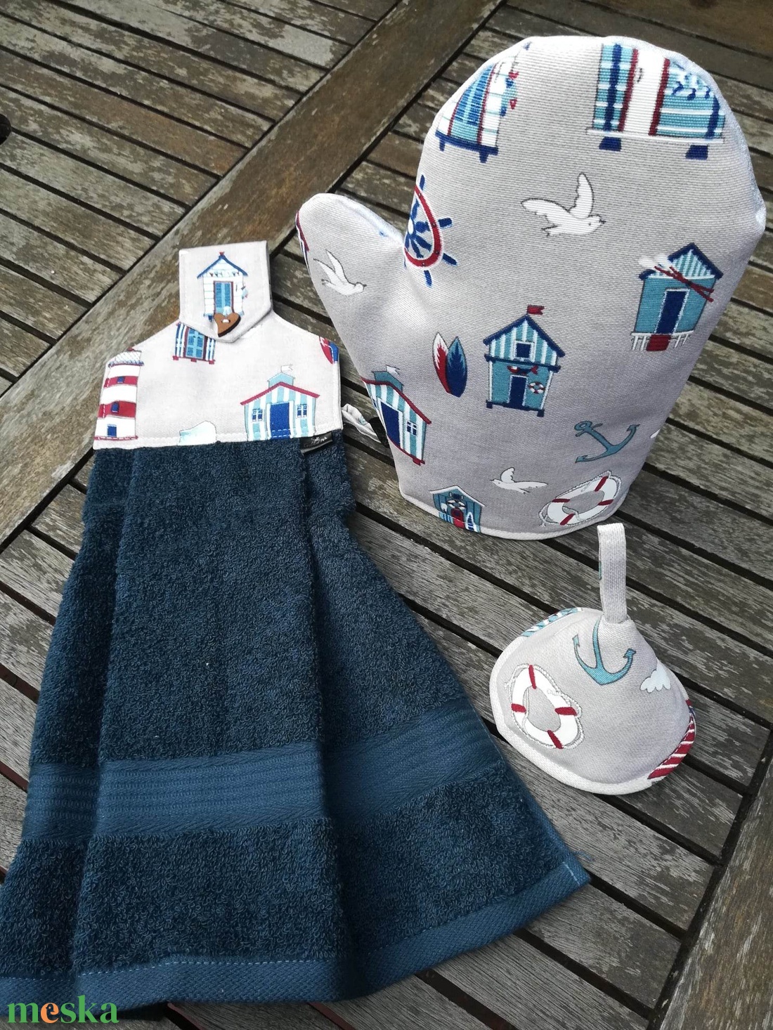 Konyhai szett, tengerpart...... - otthon & életmód - konyhafelszerelés, tálalás - konyhai textil - edényfogó & edényfedő - Meska.hu