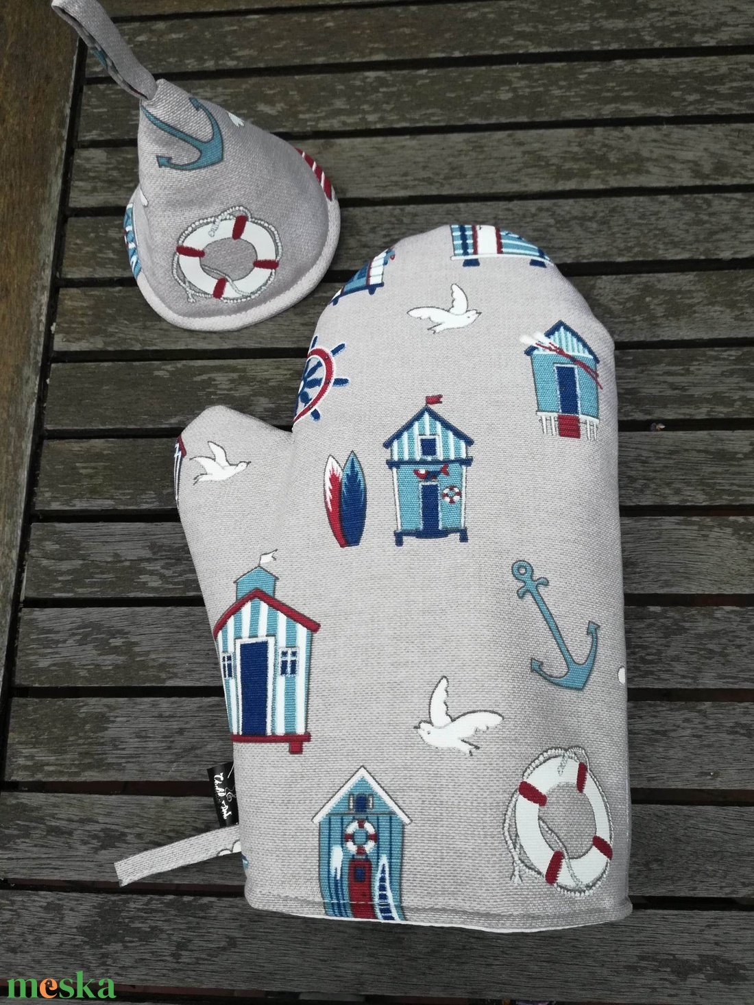 Konyhai szett, tengerpart...... - otthon & életmód - konyhafelszerelés, tálalás - konyhai textil - edényfogó & edényfedő - Meska.hu