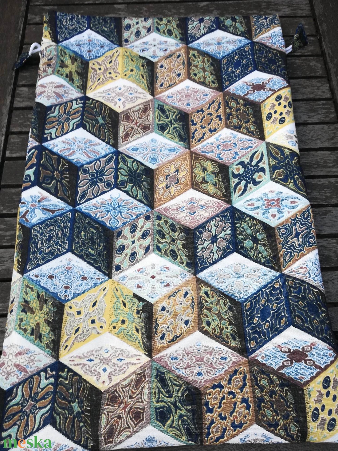 Kenyeres zsák PUL béléssel, 3D-s négyzetek - táska & tok - bevásárlás & shopper táska - kenyeres zsák - Meska.hu