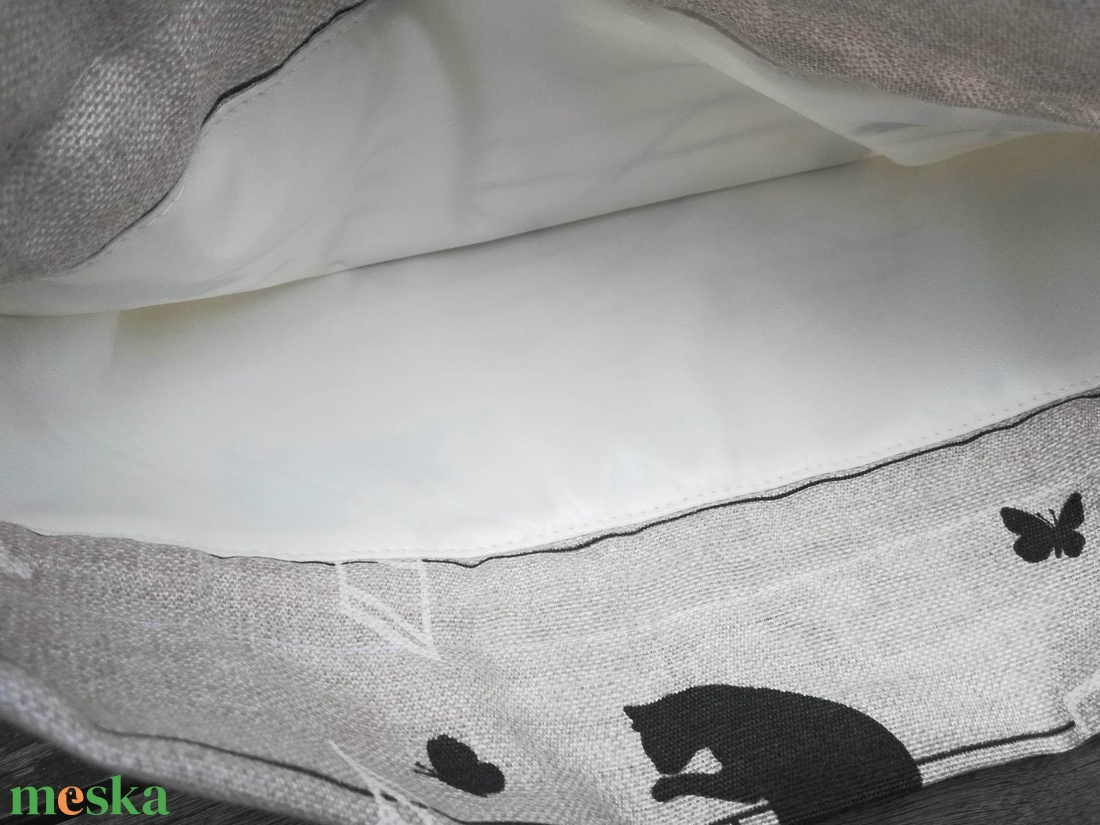 Kenyeres zsák , PUL-lal bélelt, cicák a kottapapíron rosszalkodnak - táska & tok - bevásárlás & shopper táska - kenyeres zsák - Meska.hu