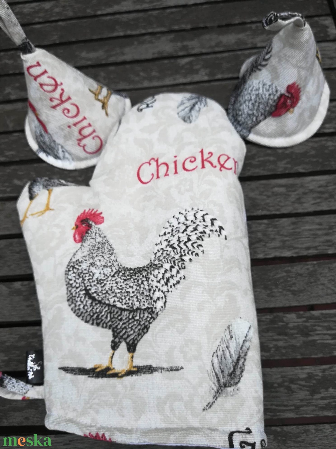 Edényfogó kesztyű és fülfogók, tyúkok - otthon & életmód - konyhafelszerelés, tálalás - konyhai textil - edényfogó & edényfedő - Meska.hu