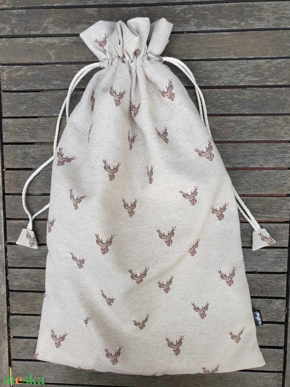 Kenyeres zsák PUL béléssel, rénszarvas fejek.... - táska & tok - bevásárlás & shopper táska - kenyeres zsák - Meska.hu