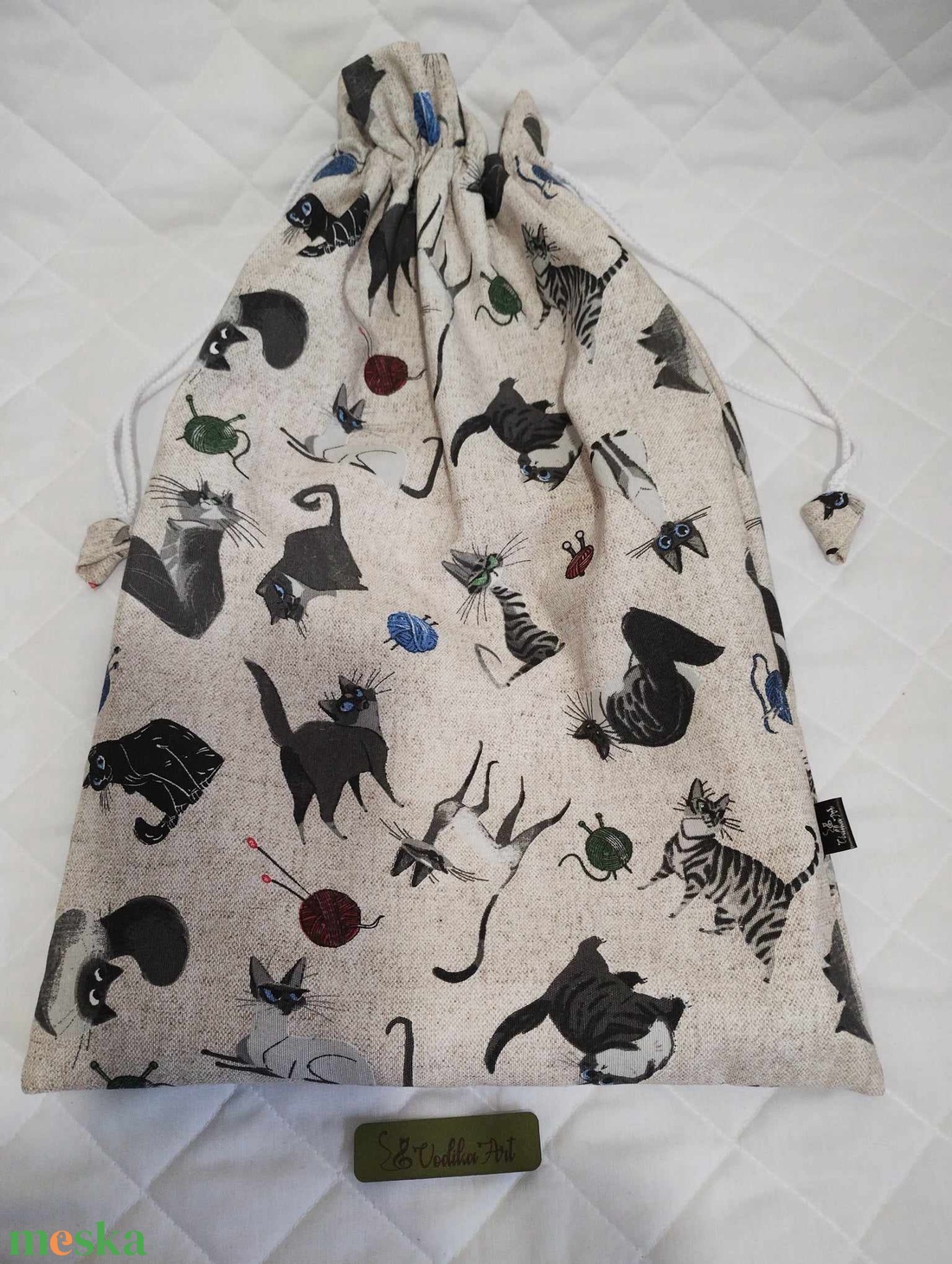 Kenyeres zsák PUL béléssel, cica arisztokraták, UTOLSÓ - táska & tok - bevásárlás & shopper táska - kenyeres zsák - Meska.hu