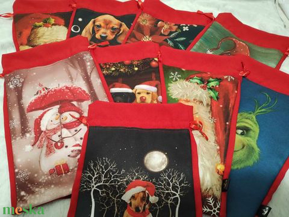 Mikulás zsák, tacskó  tacskó masnival..... - karácsony - mikulás - mikulás zsák - Meska.hu