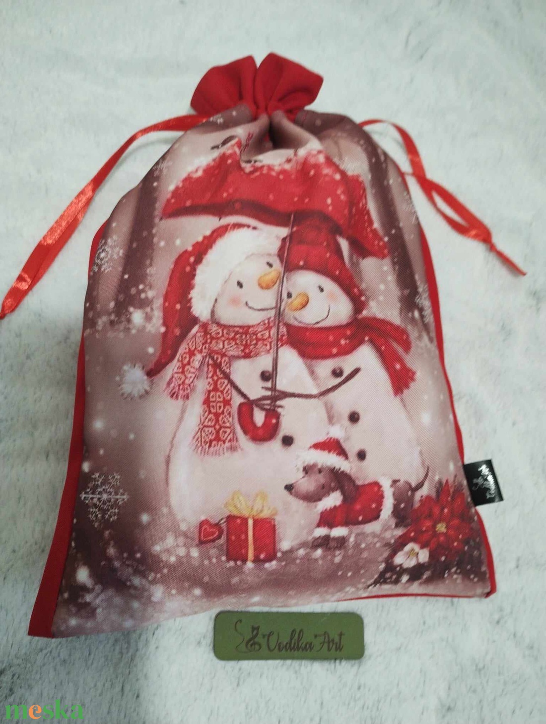 Mikulás zsák, hóemberek kutyával....... - karácsony - mikulás - mikulás zsák - Meska.hu