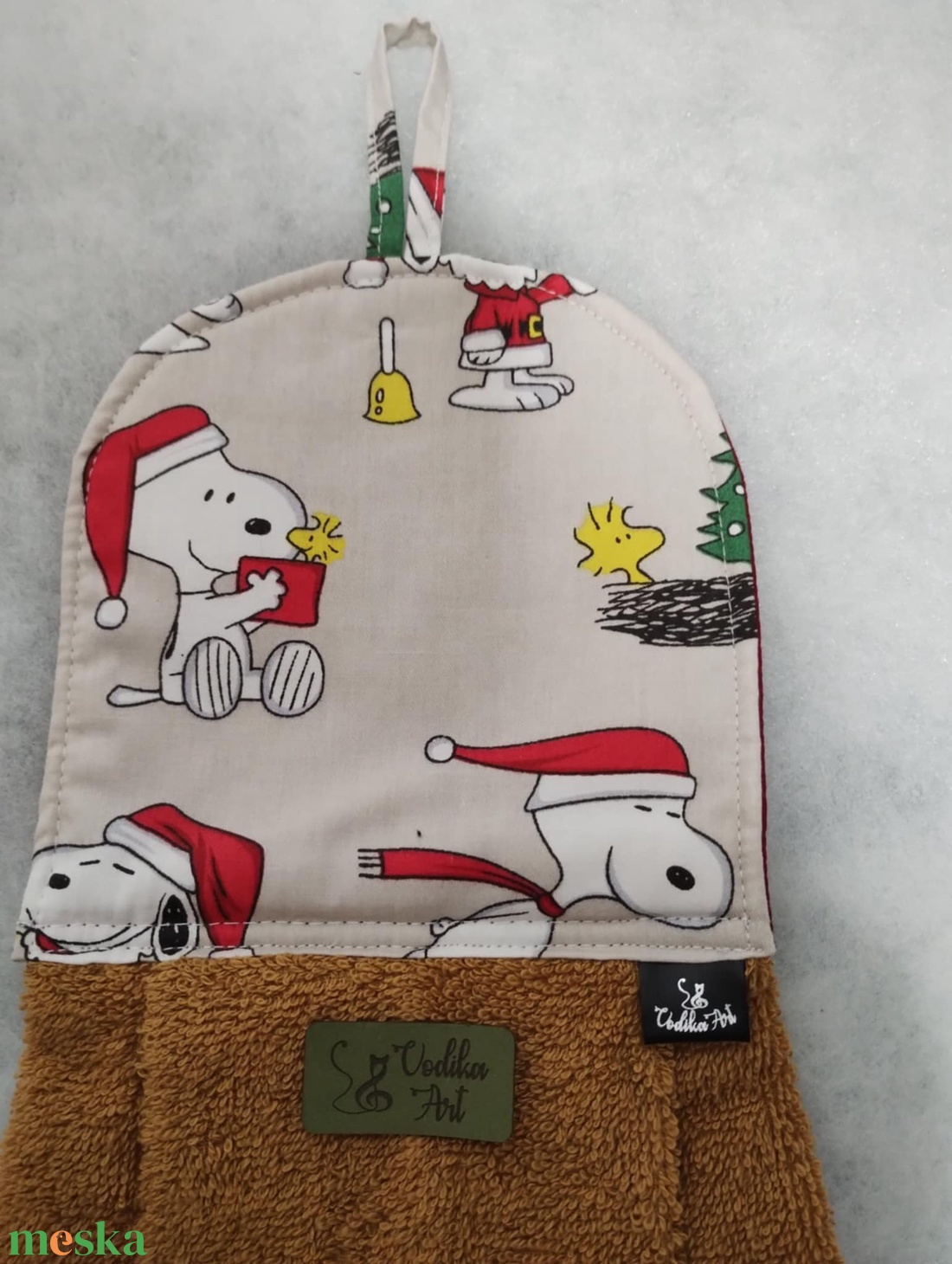 Ovis törölköző, Snoopy mikulás sapkában - otthon & életmód - fürdőszoba - törölköző - Meska.hu