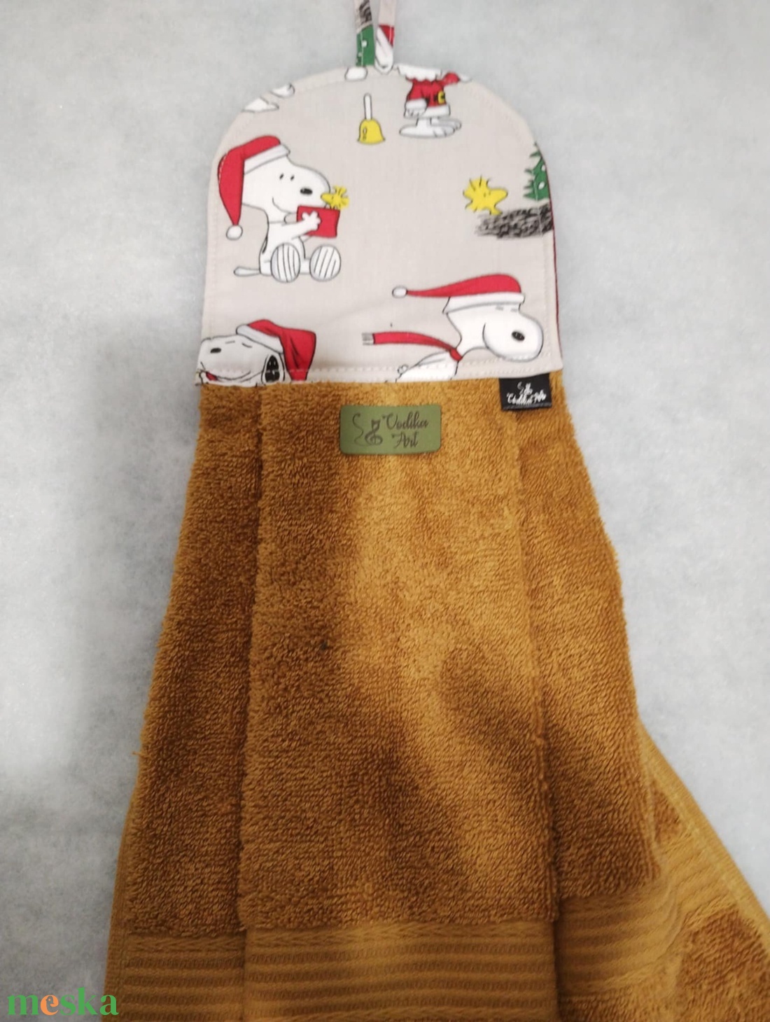 Ovis törölköző, Snoopy mikulás sapkában - otthon & életmód - fürdőszoba - törölköző - Meska.hu