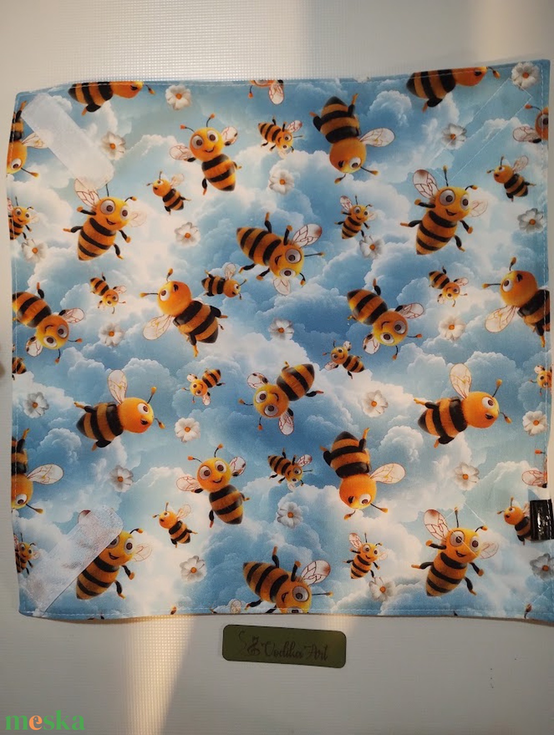 NoWaste, újraszalvéta, méhecskék - táska & tok - uzsonna- & ebéd tartó - szendvics csomagoló - Meska.hu