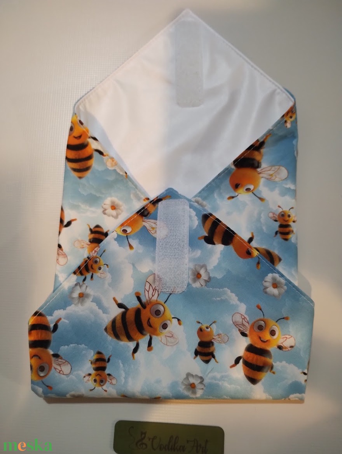 NoWaste, újraszalvéta, méhecskék - táska & tok - uzsonna- & ebéd tartó - szendvics csomagoló - Meska.hu