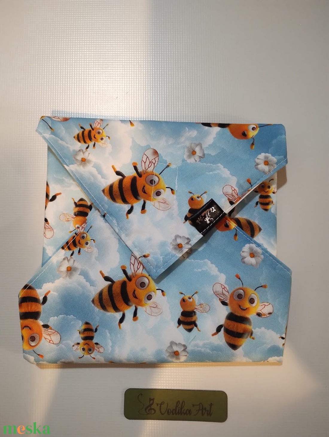 NoWaste, újraszalvéta, méhecskék - táska & tok - uzsonna- & ebéd tartó - szendvics csomagoló - Meska.hu