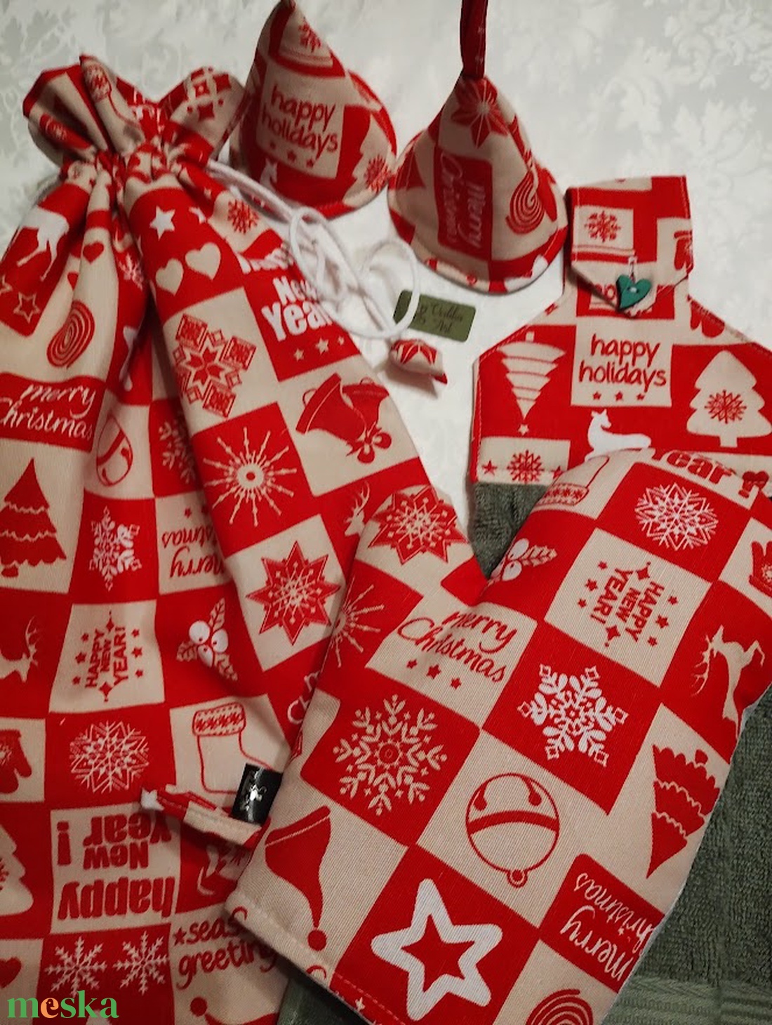 Edényfogó kesztyű 2 db fülfogóval - otthon & életmód - konyhafelszerelés, tálalás - konyhai textil - edényfogó & edényfedő - Meska.hu