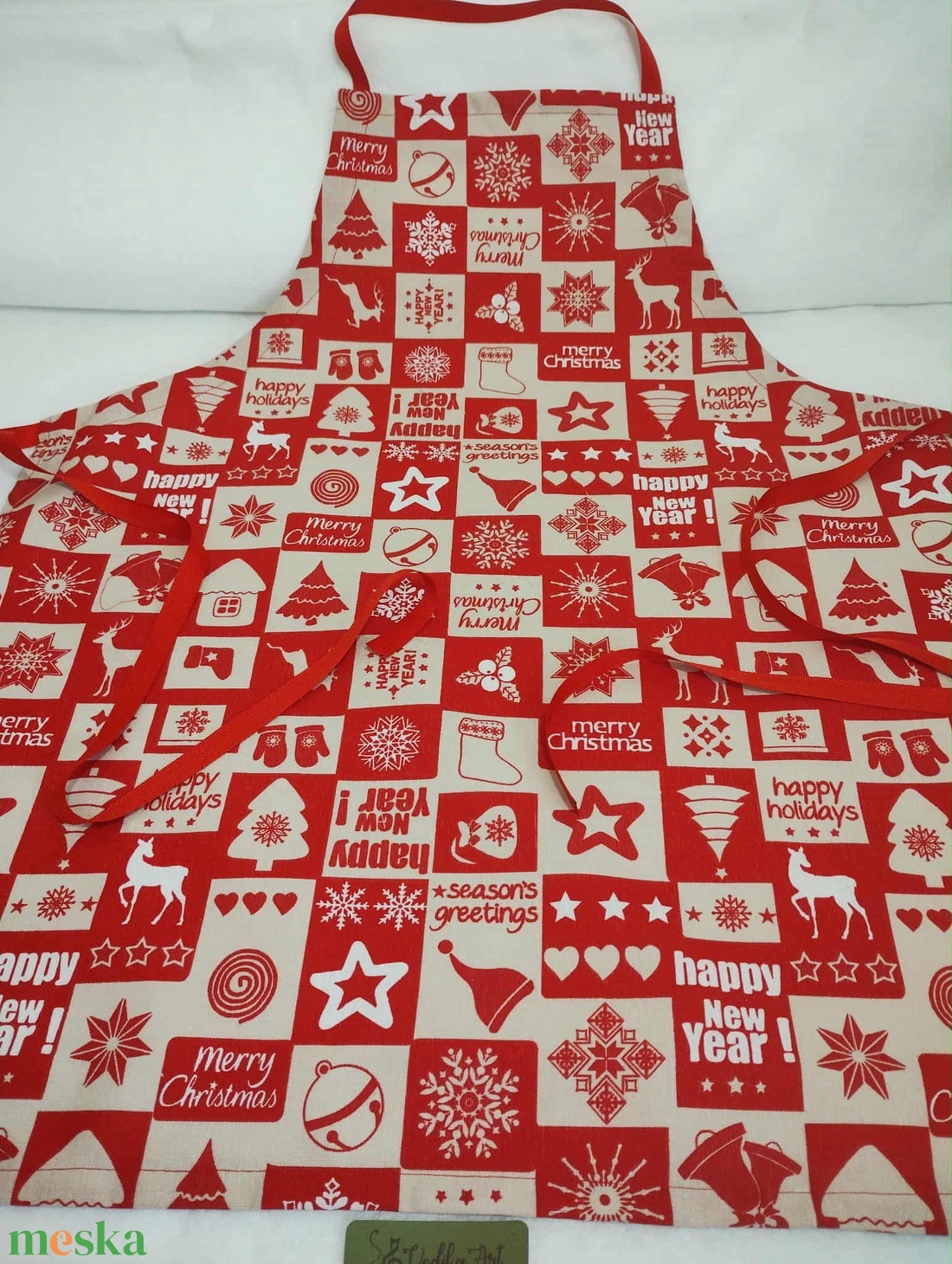 Konyhai kötény, karácsonyi - otthon & életmód - konyhafelszerelés, tálalás - konyhai textil - kötény - Meska.hu