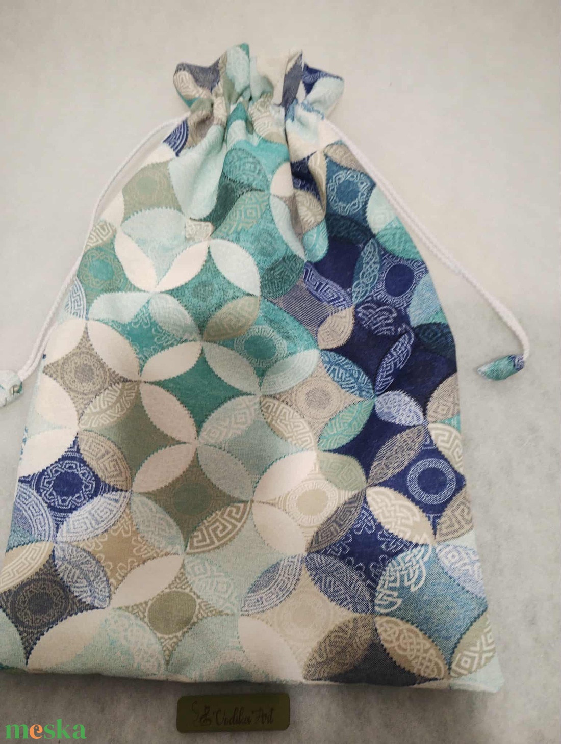 Kenyeres zsák, PUL-lal bélelt, kék-türkiz körök - táska & tok - bevásárlás & shopper táska - kenyeres zsák - Meska.hu