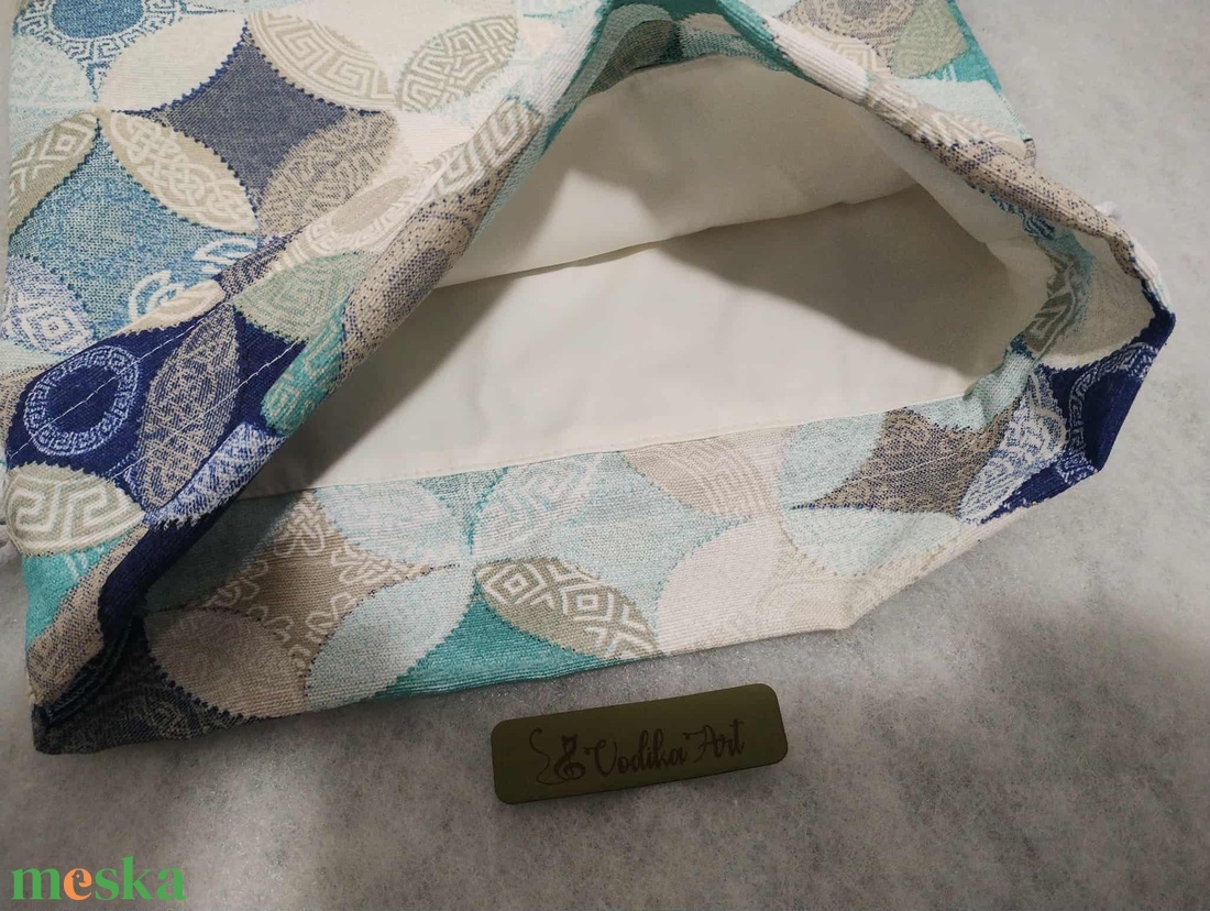 Kenyeres zsák, PUL-lal bélelt, kék-türkiz körök - táska & tok - bevásárlás & shopper táska - kenyeres zsák - Meska.hu