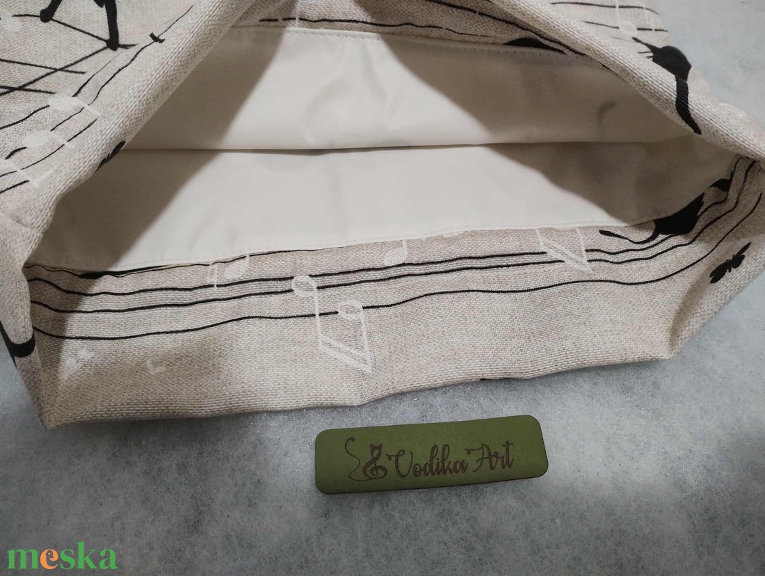 Kenyeres zsák, PUL-lal bélelt, cicák a kottában... - táska & tok - bevásárlás & shopper táska - kenyeres zsák - Meska.hu