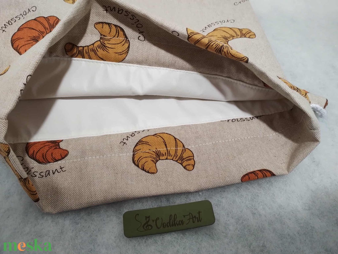 Kenyeres zsák, PUL-lal bélelt, croissant - táska & tok - bevásárlás & shopper táska - kenyeres zsák - Meska.hu