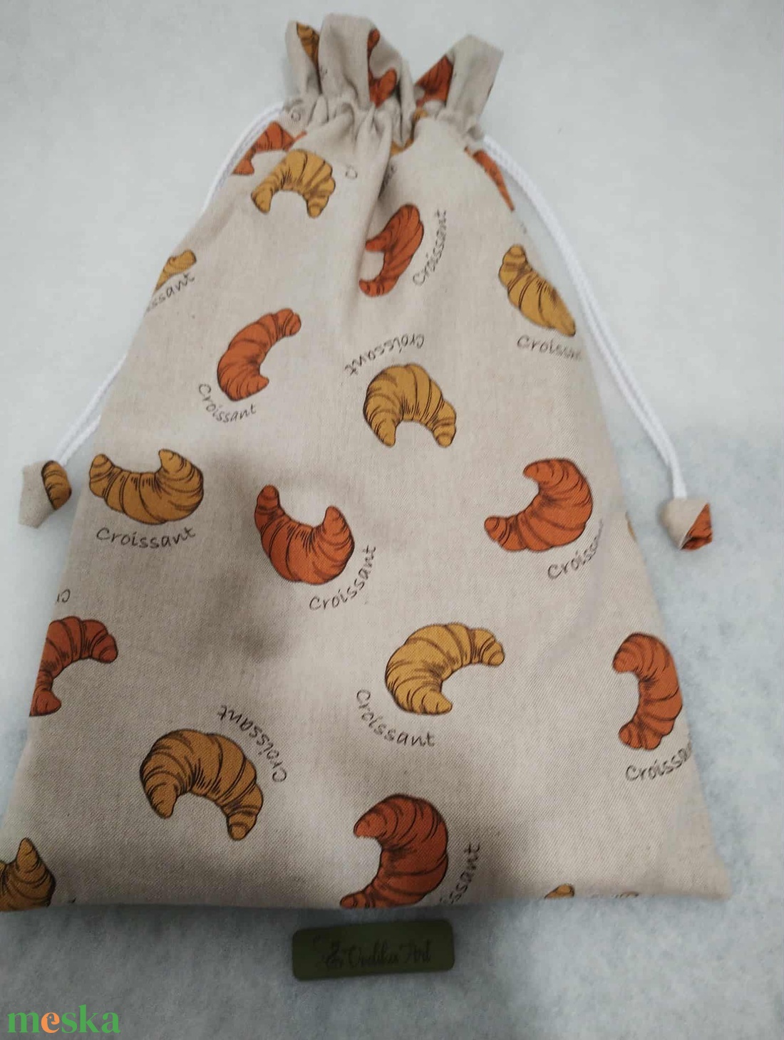 Kenyeres zsák, PUL-lal bélelt, croissant - táska & tok - bevásárlás & shopper táska - kenyeres zsák - Meska.hu