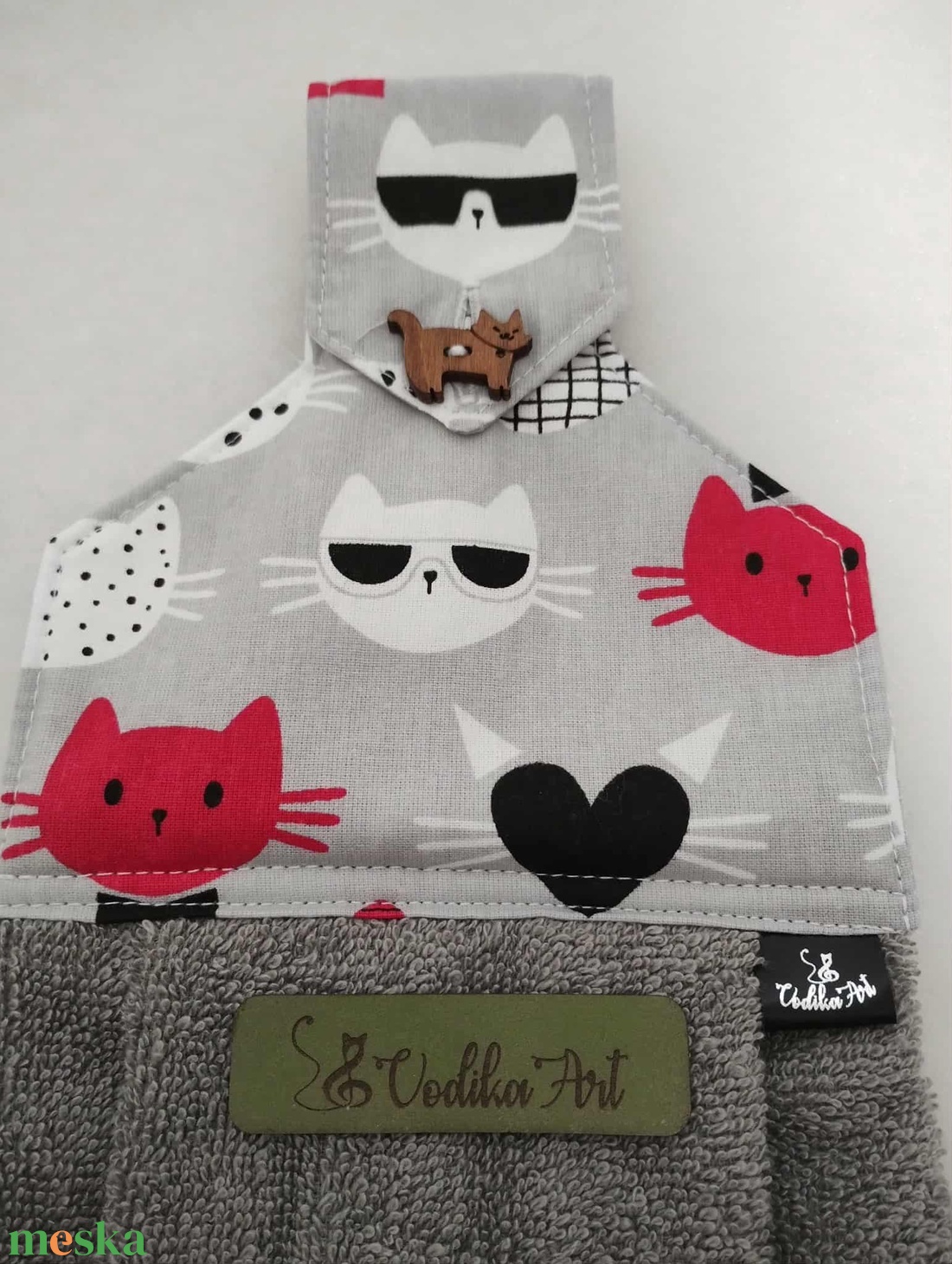 Konyhai kéztörlő, színes cicafejek - otthon & életmód - konyhafelszerelés, tálalás - konyhai textil - konyharuha & törlőkendő - Meska.hu