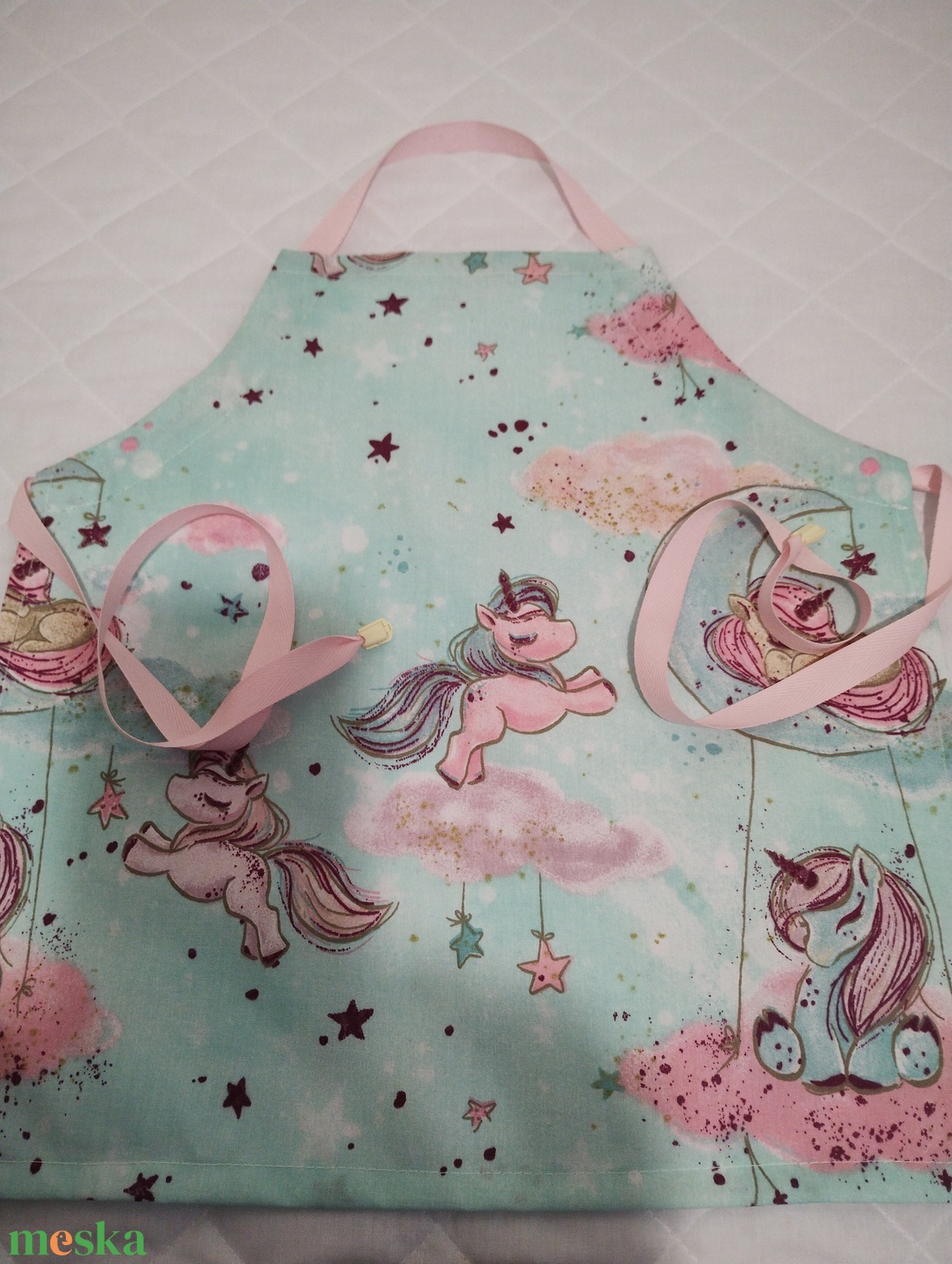 Gyerek kötény 3-6 évesre, rózsaszín unikornis... - otthon & életmód - konyhafelszerelés, tálalás - konyhai textil - kötény - Meska.hu